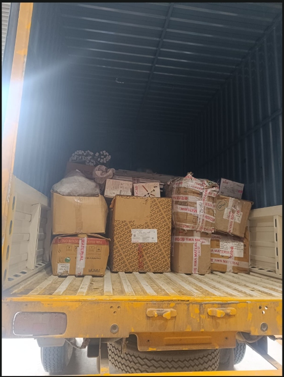 Truck loaded with cartons before despatch from Bhiwandi Mumbai