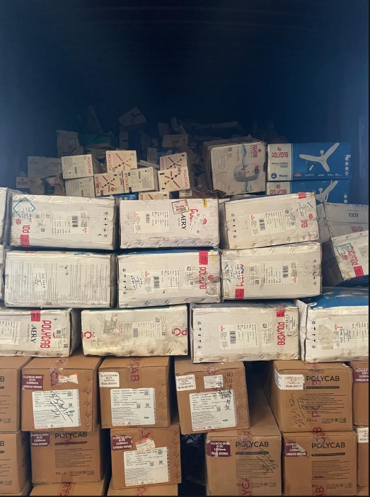 Polycab cable drums and cartons loaded for FTL despatch across India